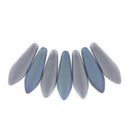 Czech Glass Daggers beads 5x16mm Crystal silver rainbow matted 00030-98570